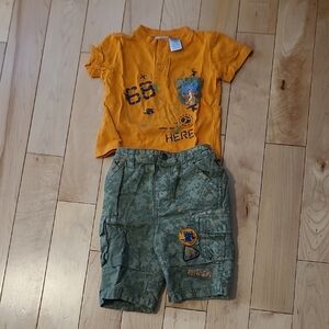 Disney Size 12m Tigger Orange Graphic T-Shirt and Green Camo Shorts Set